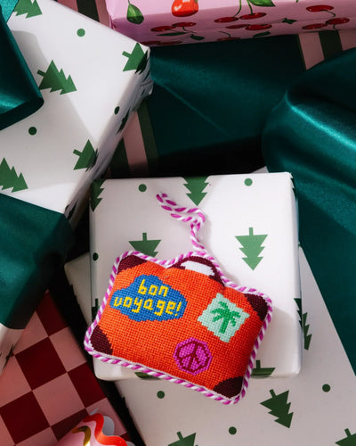 Needlepoint Icon Ornament - Suitcase - Furbish Studio