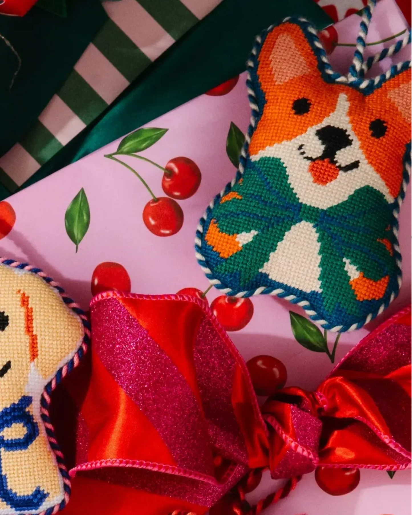 Needlepoint Icon Ornament - Corgi - Furbish Studio