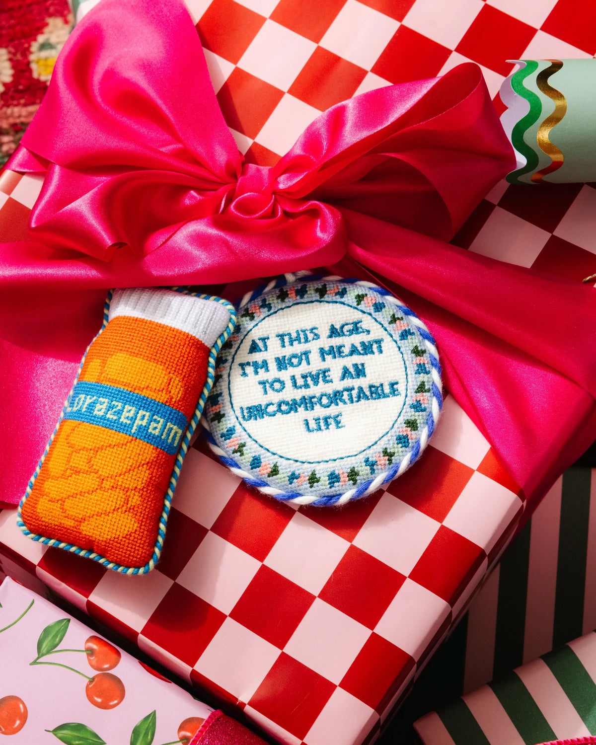 Needlepoint Icon Ornament - Pill Bottle - Furbish Studio