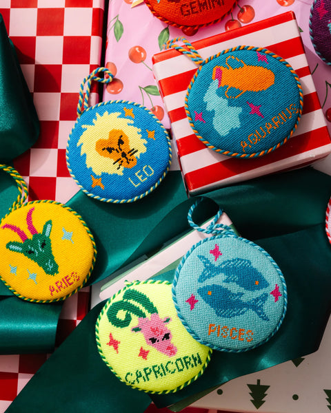Needlepoint Zodiac Ornament - Pisces