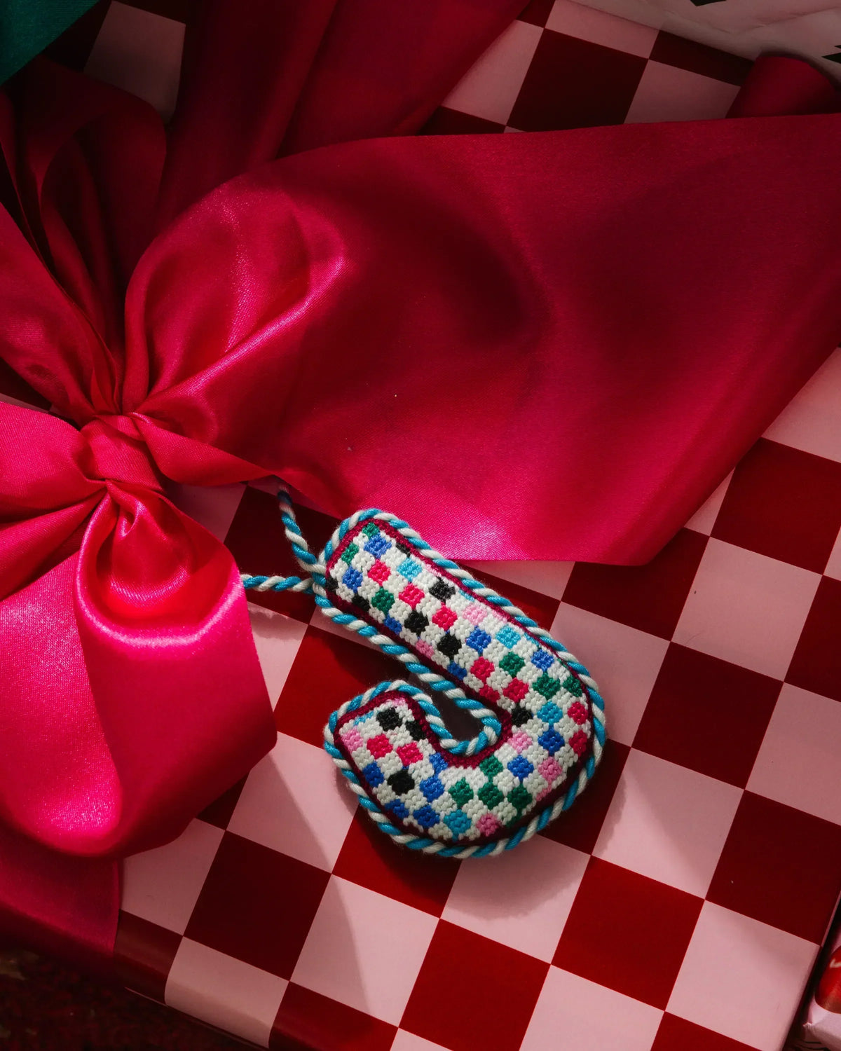 Needlepoint Monogram Ornament - J