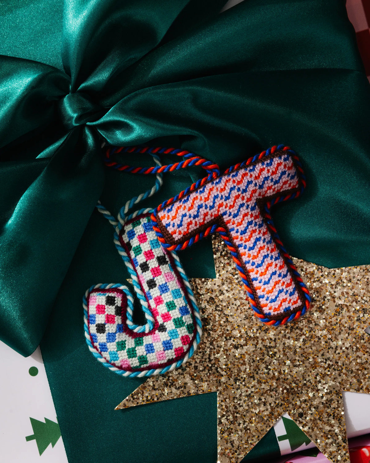 Needlepoint Monogram Ornament - J