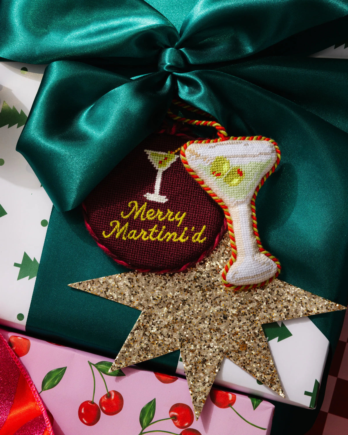 Needlepoint Ornament - Merry Martini
