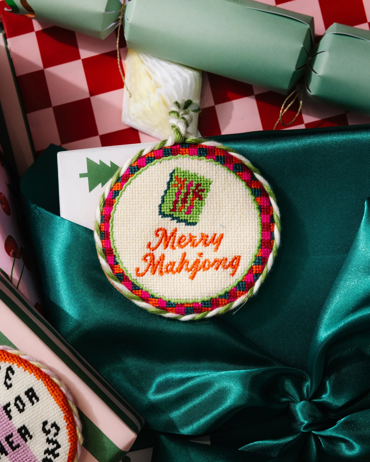 Needlepoint Ornament - Merry Mahjong
