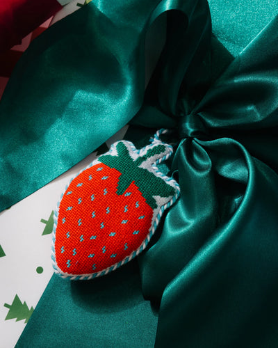 Needlepoint Icon Ornament - Strawberry - Furbish Studio
