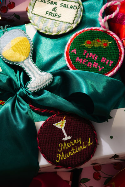 Needlepoint Ornament - Merry Martini