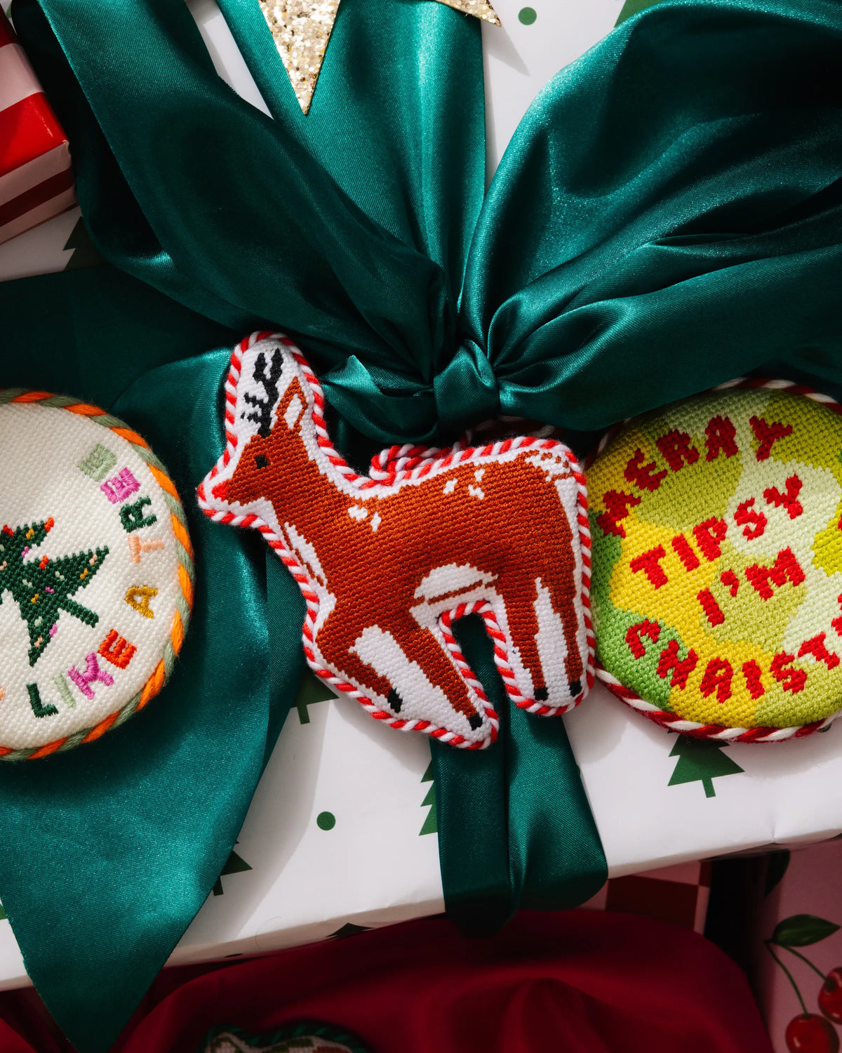 Needlepoint Icon Ornament - Reindeer - Furbish Studio