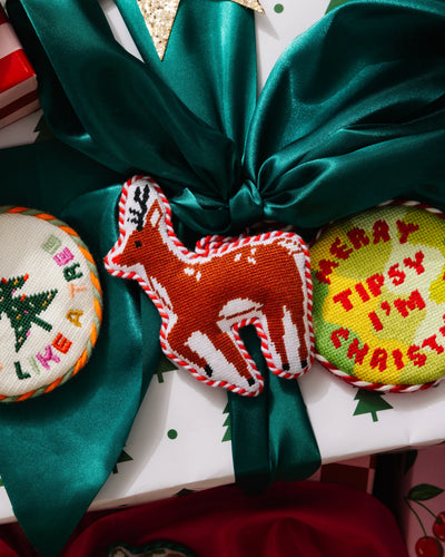 Needlepoint Icon Ornament - Reindeer - Furbish Studio