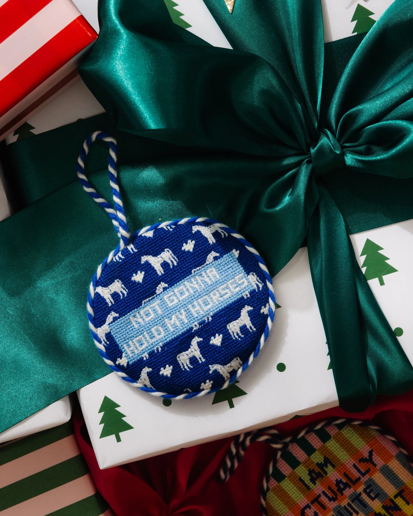 Needlepoint Ornament - Hold My Horses