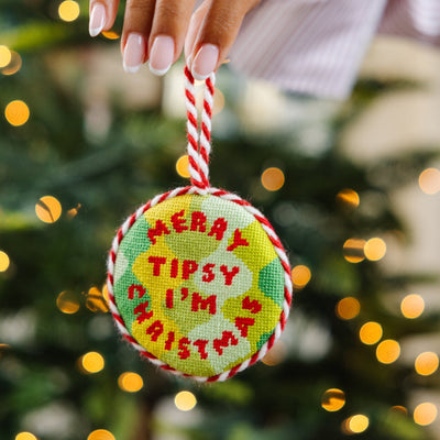 Needlepoint Ornament - Merry Tipsy - Furbish Studio