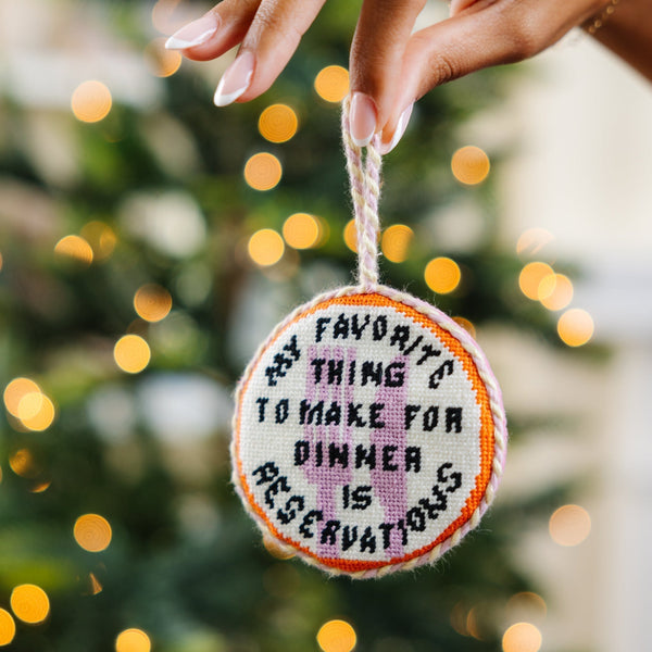 Needlepoint Ornament - Reservations - Furbish Studio