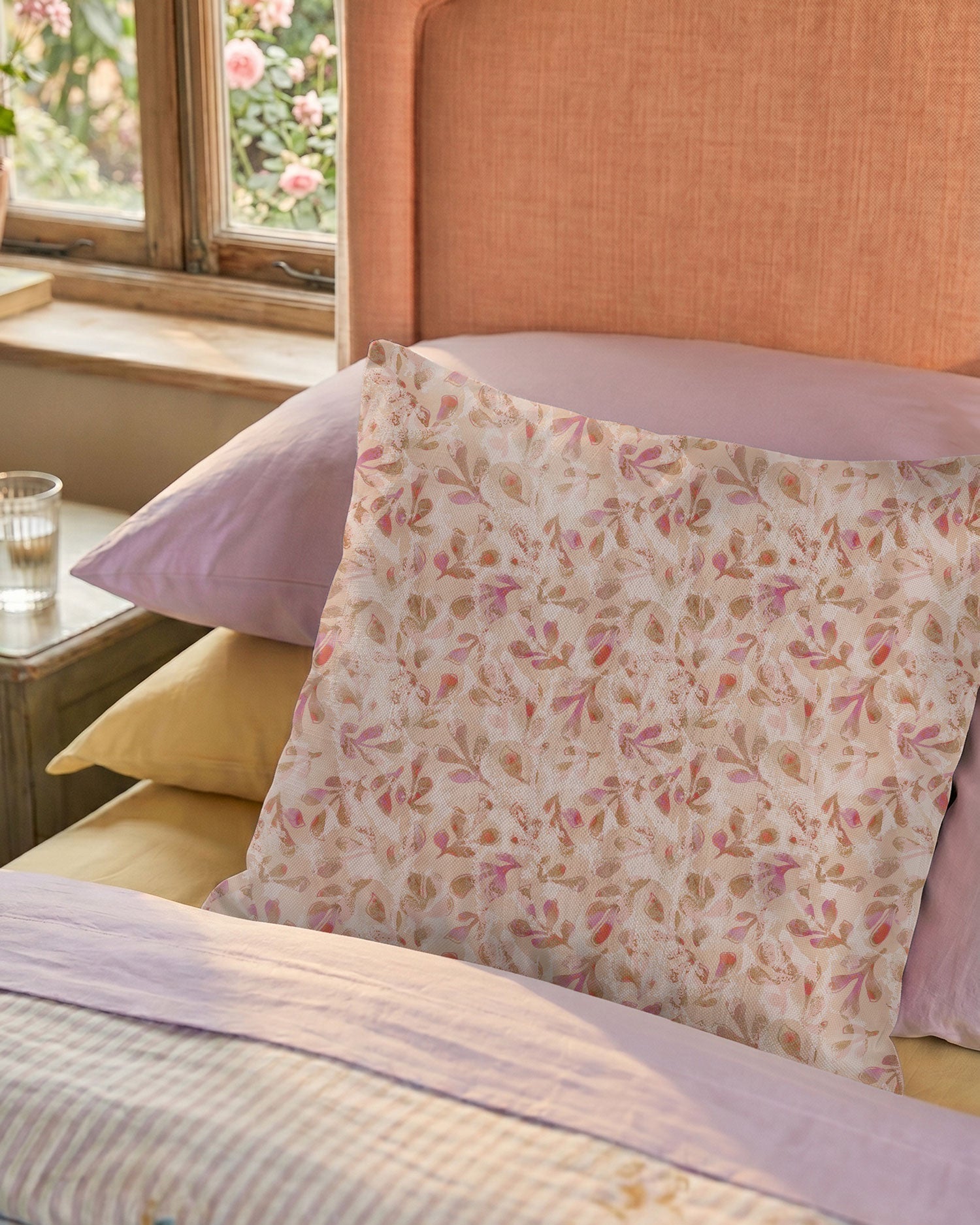 Petalis floral cushion in watercolor pink design