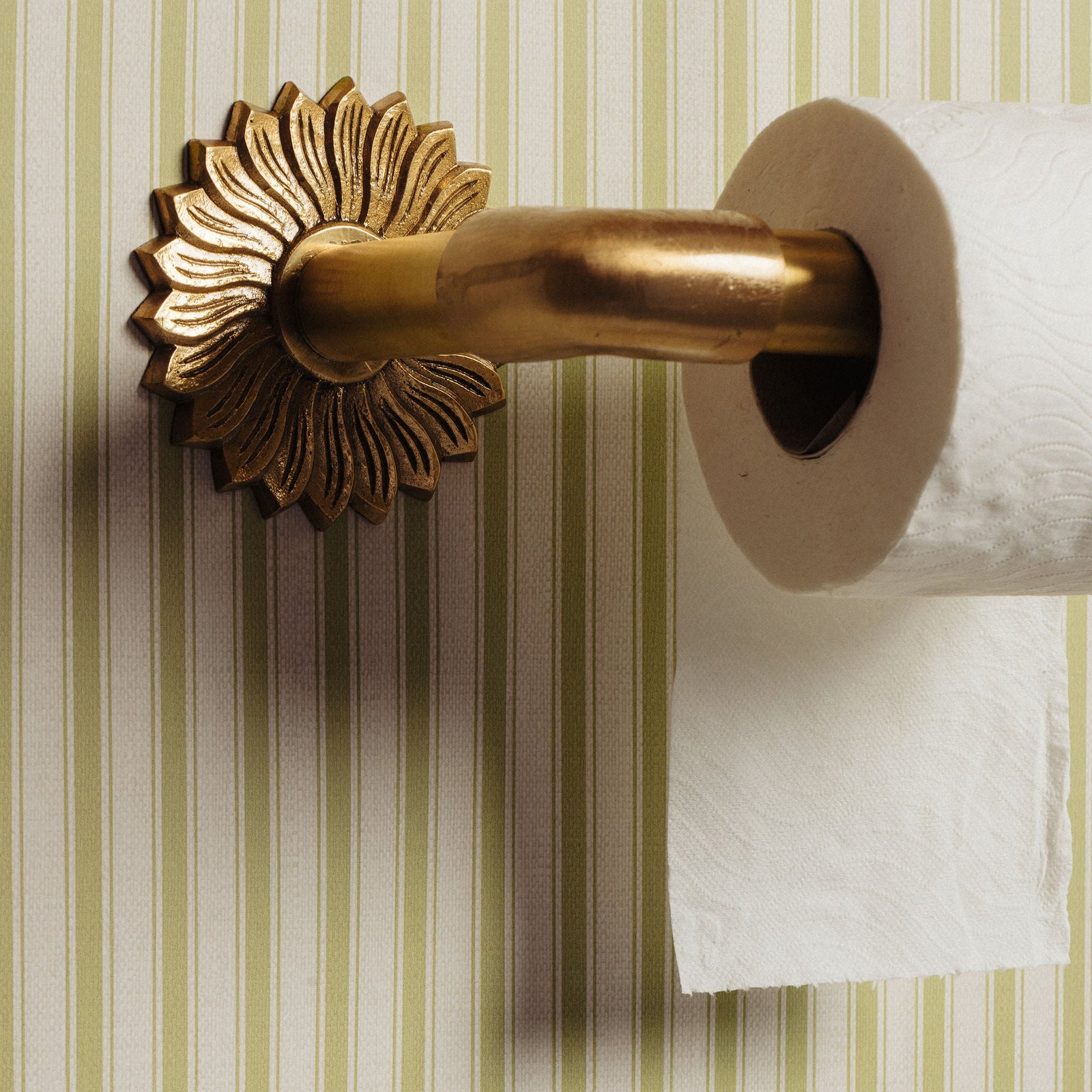 Sun Toilet Roll Holder, Lacquered Brass
