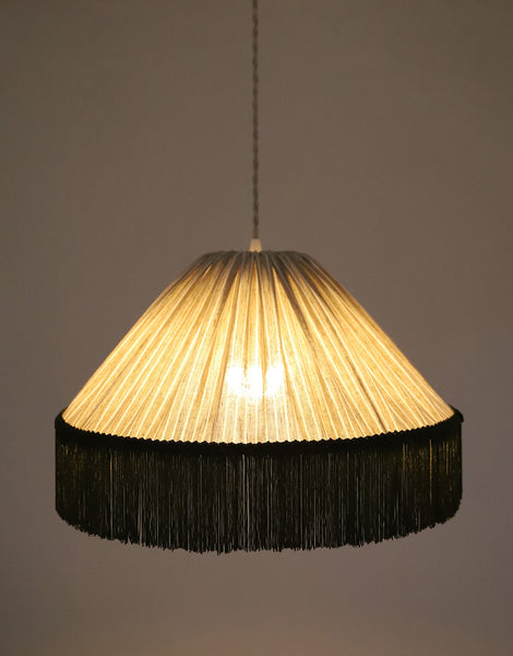 Bella Pendant Light - Olive Stripes, Bohemian Fringe