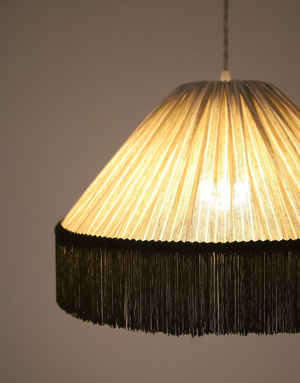Bella Pendant Light - Olive Stripes, Bohemian Fringe