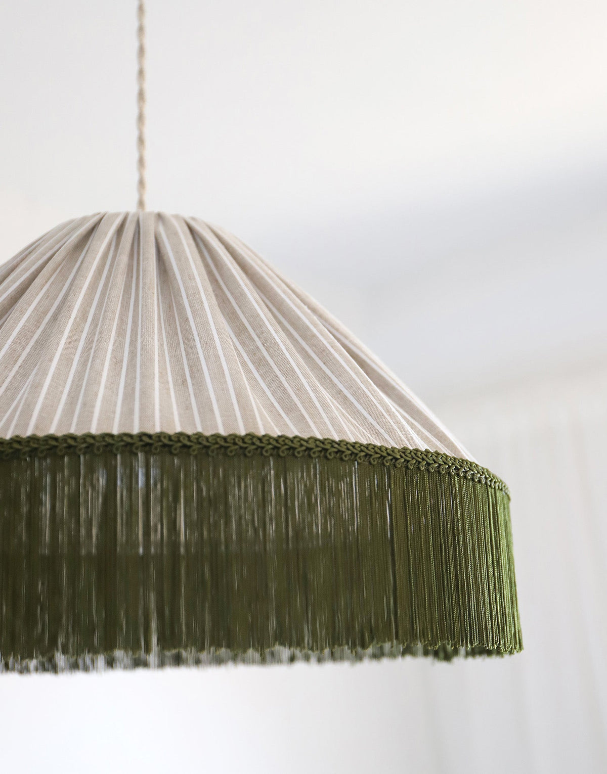 Bella Pendant Light - Olive Stripes, Bohemian Fringe