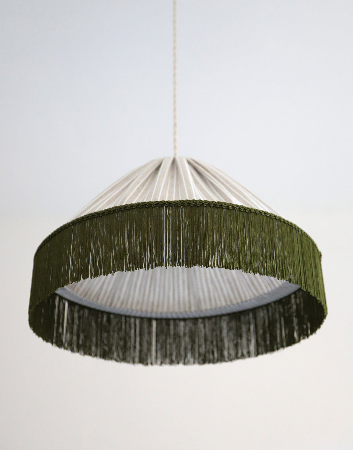 Bella Pendant Light - Olive Stripes, Bohemian Fringe