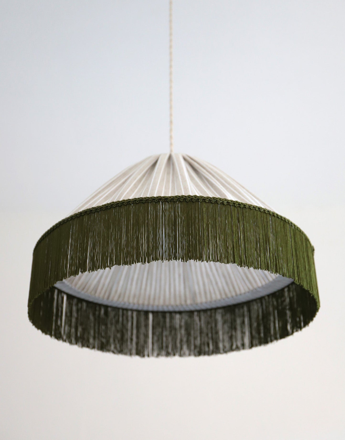Bella Pendant Light - Olive Stripes, Bohemian Fringe