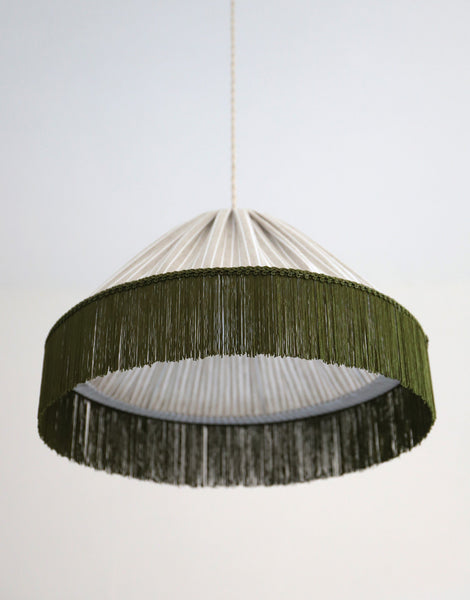 Bella Pendant Light - Olive Stripes, Bohemian Fringe