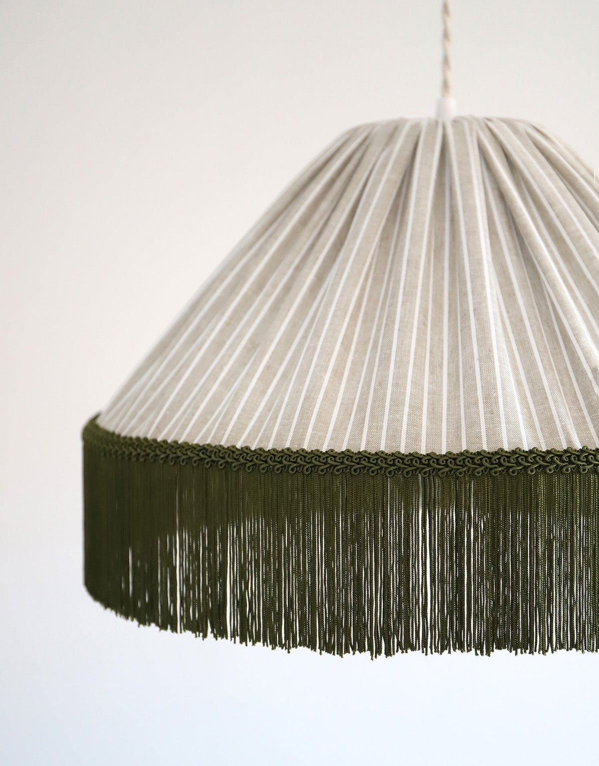 Bella Pendant Light - Olive Stripes, Bohemian Fringe