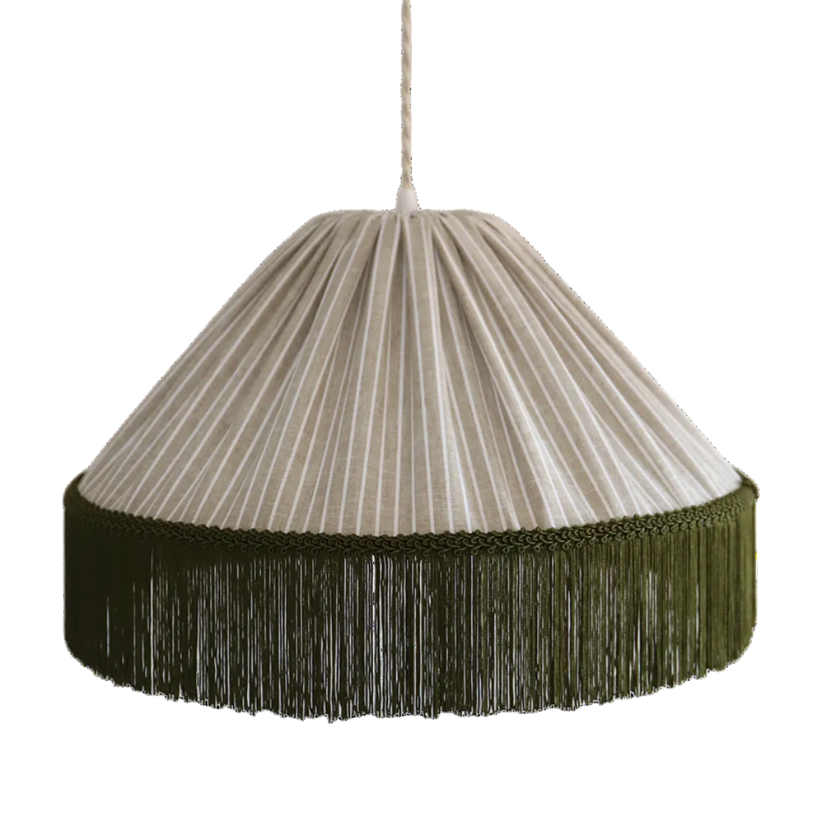 Bella Pendant Light - Olive Stripes, Bohemian Fringe