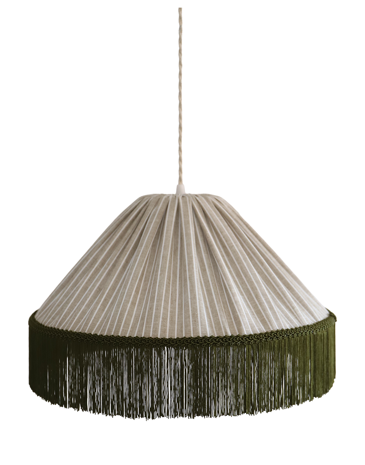 Bella Pendant Light - Olive Stripes, Bohemian Fringe