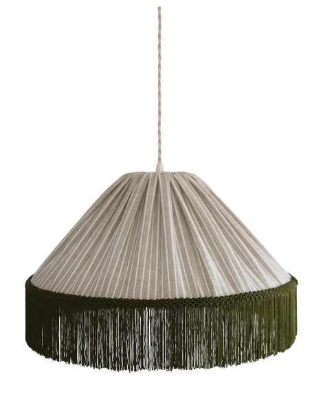 Bella Pendant Light - Olive Stripes, Bohemian Fringe