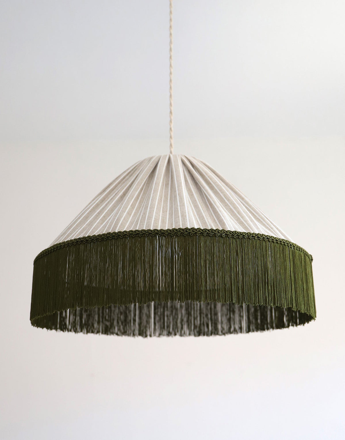 Bella Pendant Light - Olive Stripes, Bohemian Fringe