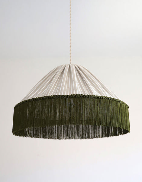 Bella Pendant Light - Olive Stripes, Bohemian Fringe