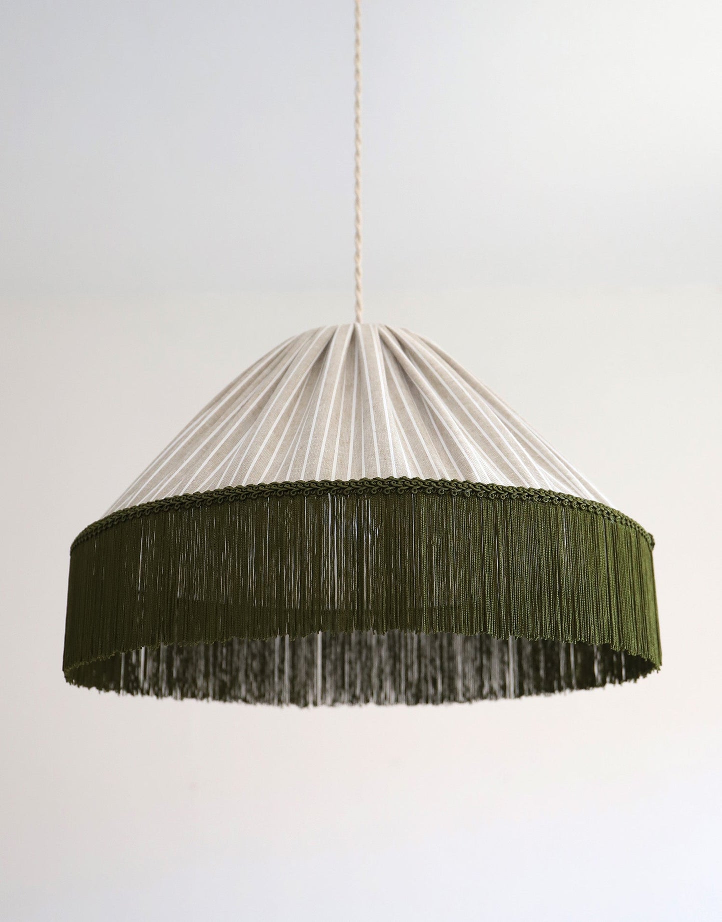 Bella Pendant Light - Olive Stripes, Bohemian Fringe