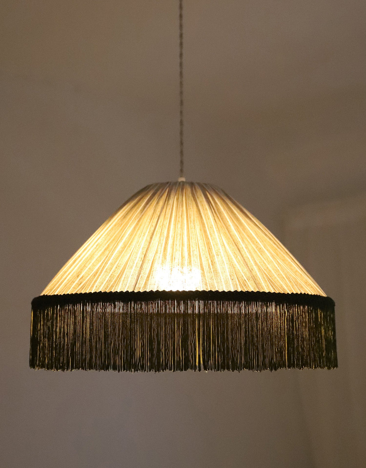 Bella Pendant Light - Olive Stripes, Bohemian Fringe