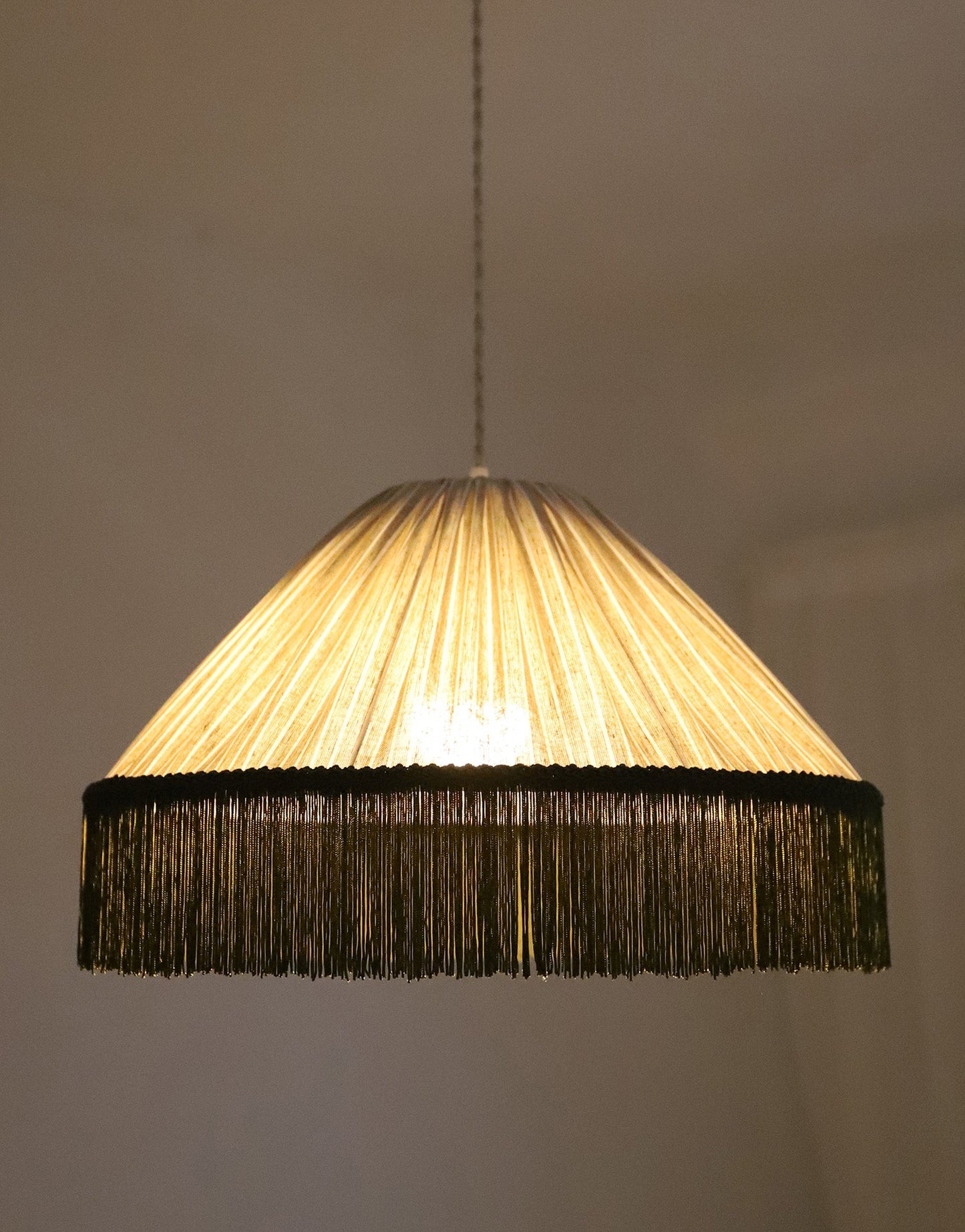 Bella Pendant Light - Olive Stripes, Bohemian Fringe