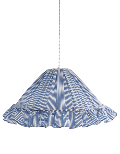 Emilia "Marina" Conical Pendant Light with Fine Stripes and Ruffles