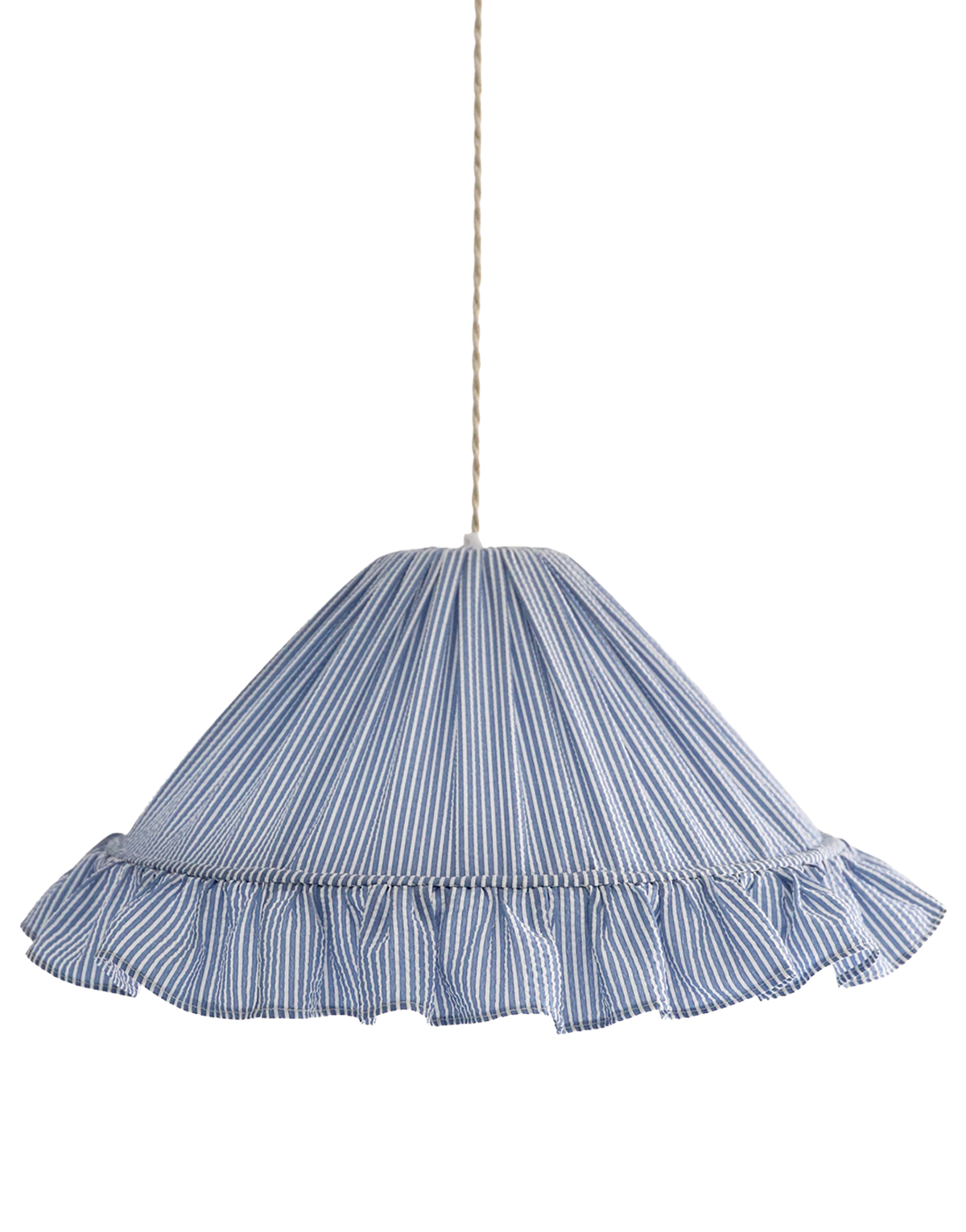 Emilia "Marina" Conical Pendant Light with Fine Stripes and Ruffles