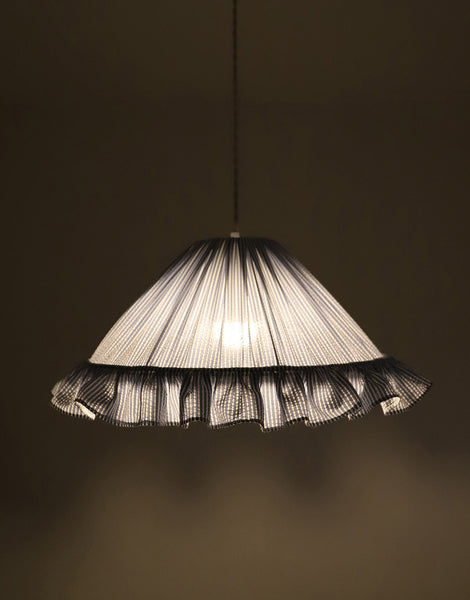 Emilia "Marina" Conical Pendant Light with Fine Stripes and Ruffles