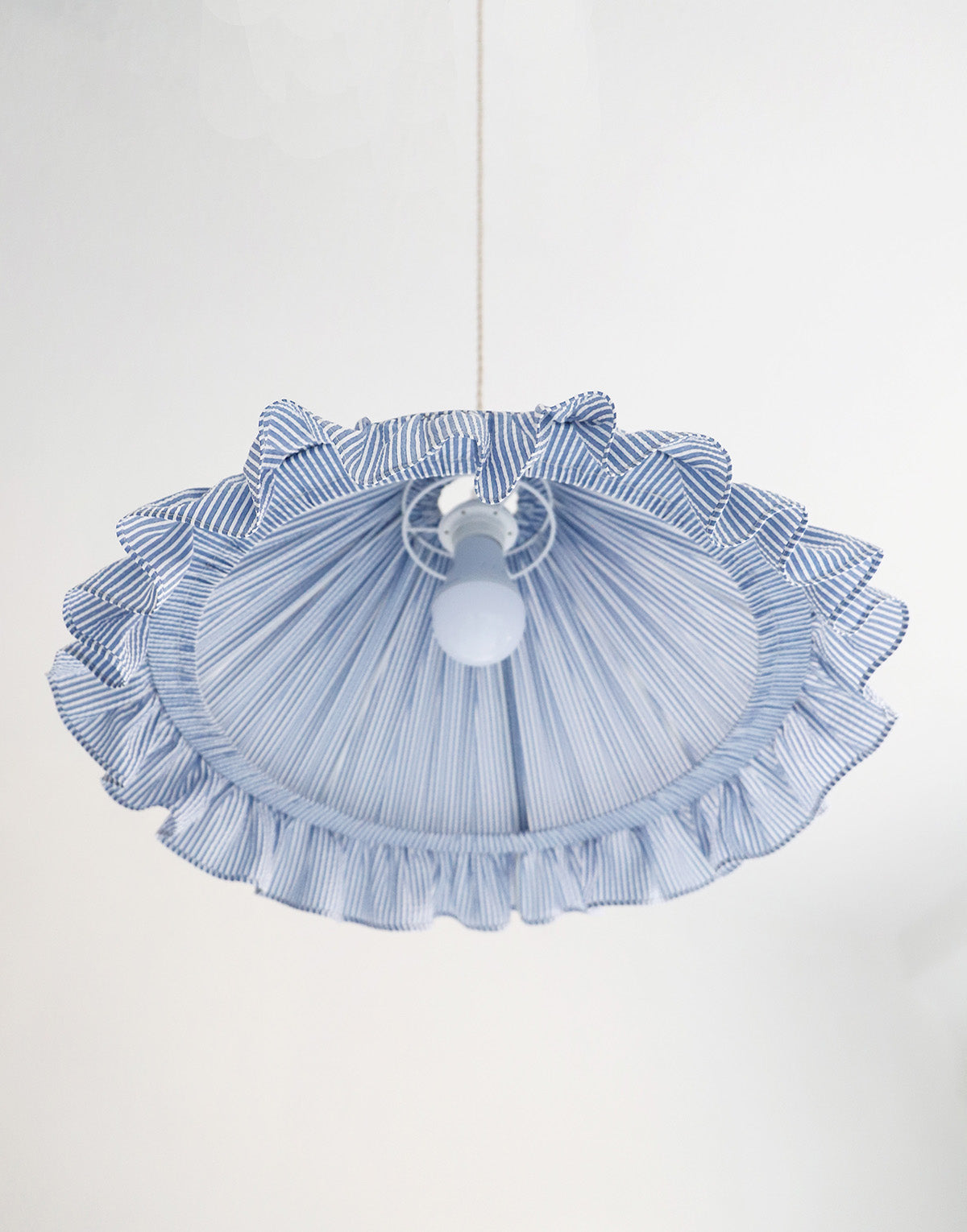 Emilia "Marina" Conical Pendant Light with Fine Stripes and Ruffles