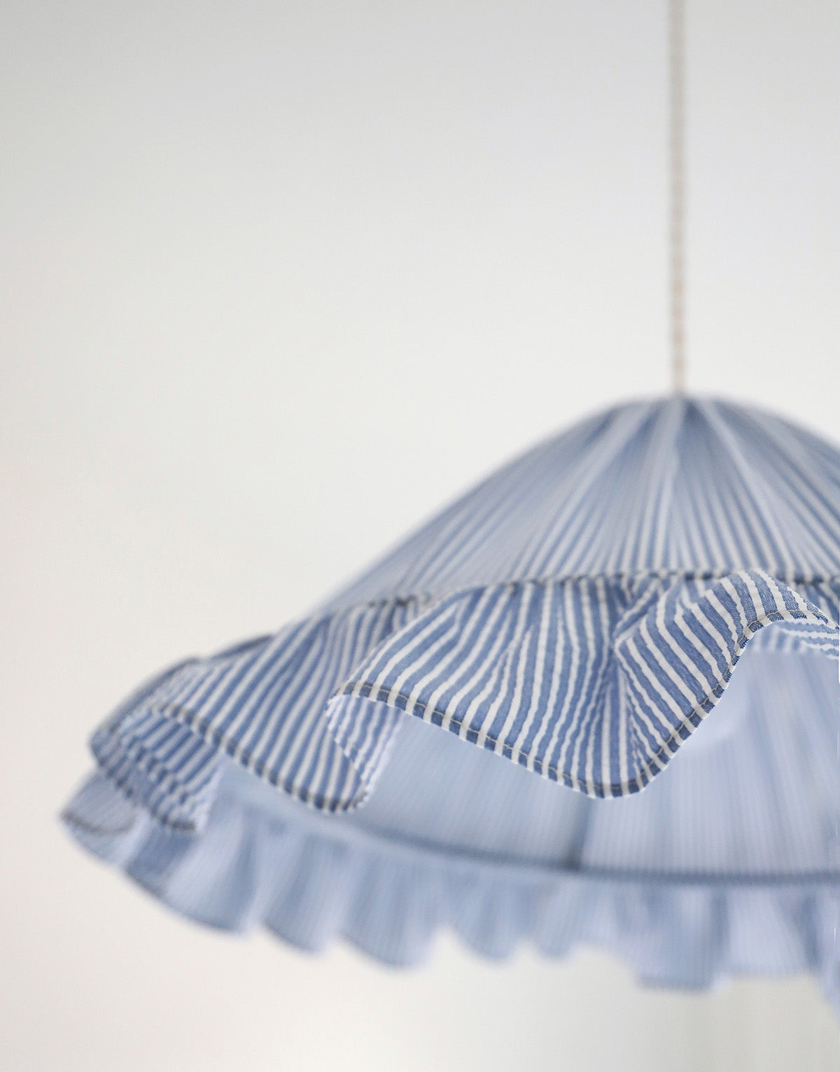 Emilia "Marina" Conical Pendant Light with Fine Stripes and Ruffles