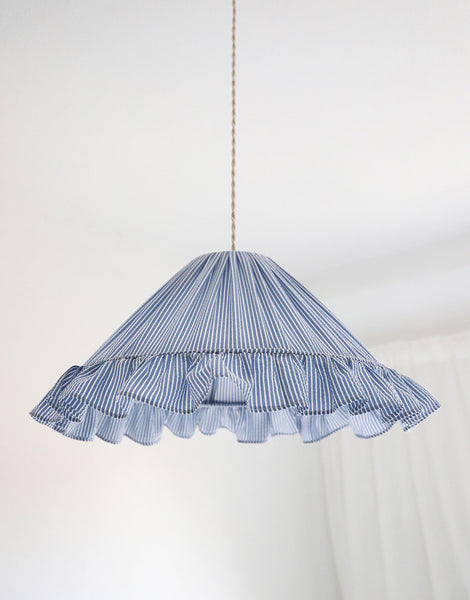 Emilia "Marina" Conical Pendant Light with Fine Stripes and Ruffles