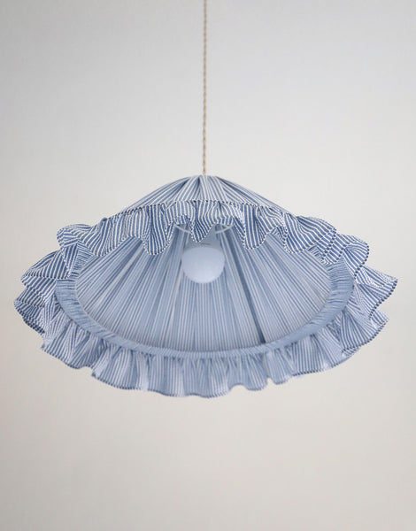 Emilia "Marina" Conical Pendant Light with Fine Stripes and Ruffles