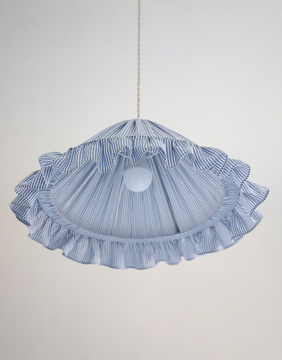 Emilia "Marina" Conical Pendant Light with Fine Stripes and Ruffles