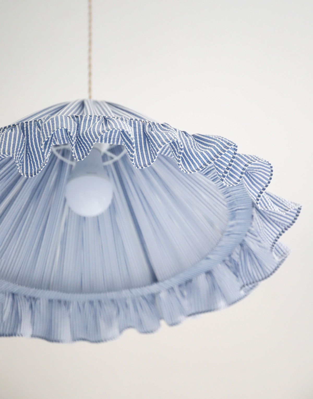 Emilia "Marina" Conical Pendant Light with Fine Stripes and Ruffles
