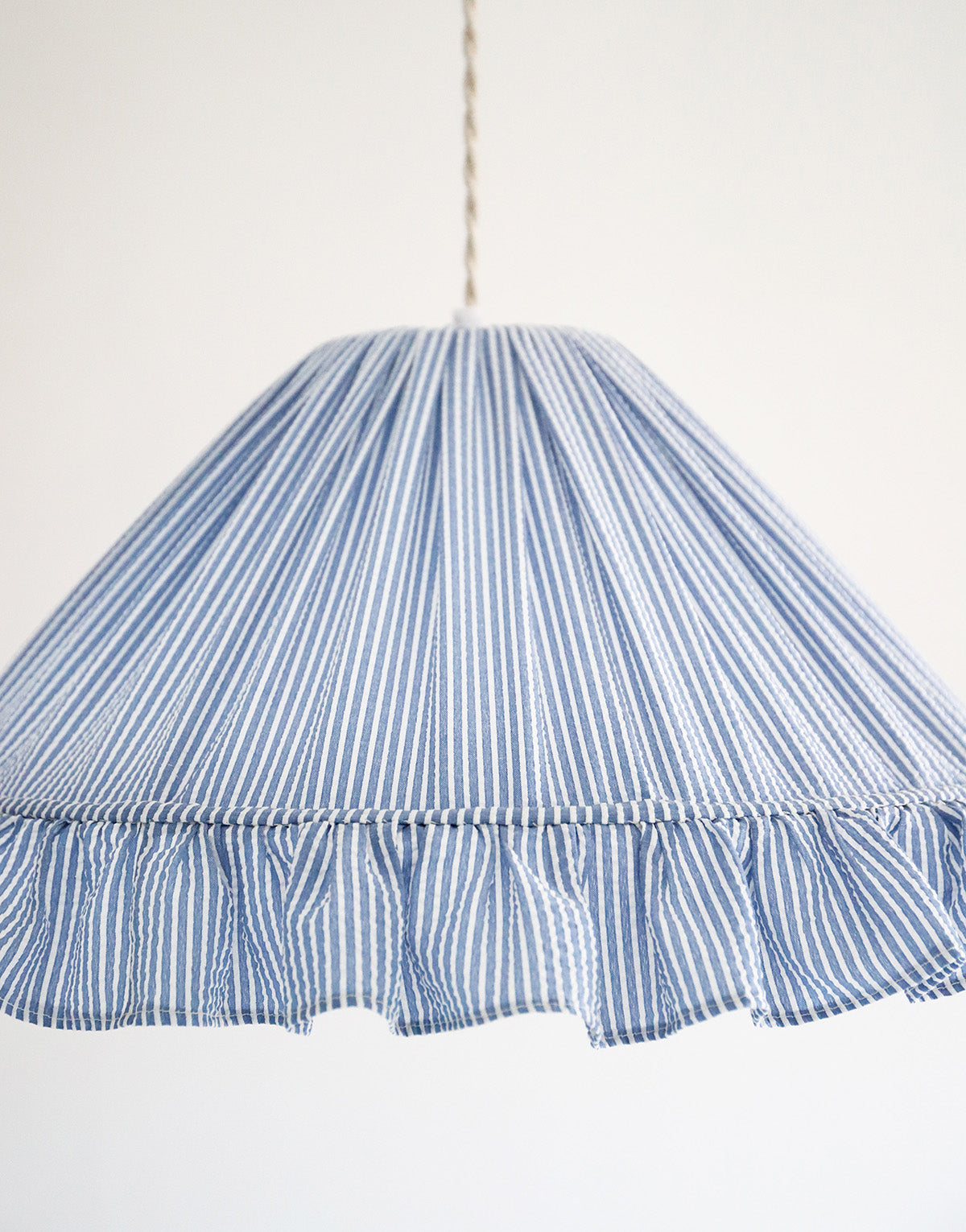 Emilia "Marina" Conical Pendant Light with Fine Stripes and Ruffles