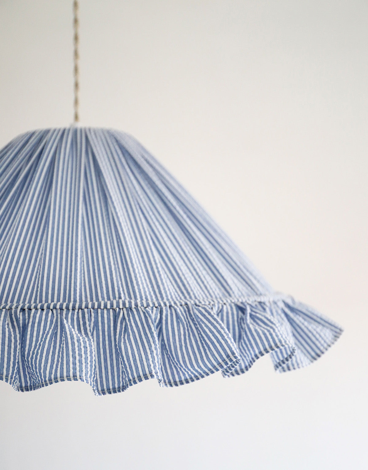 Emilia "Marina" Conical Pendant Light with Fine Stripes and Ruffles