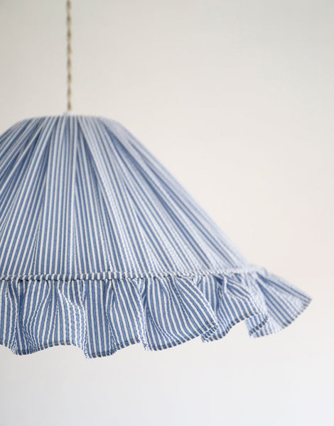 Emilia "Marina" Conical Pendant Light with Fine Stripes and Ruffles