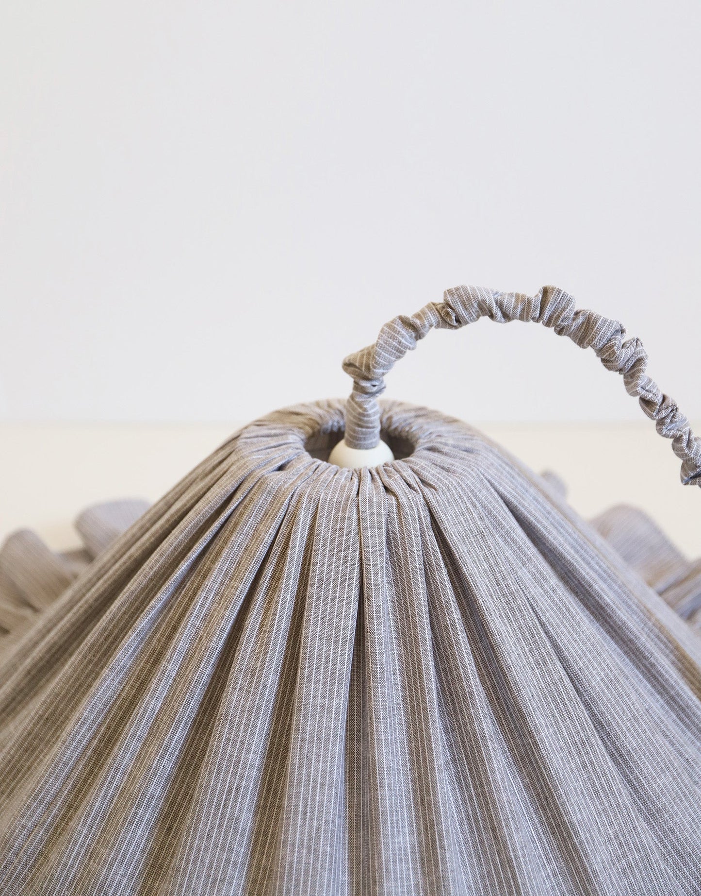 Emilia Pendant Light, Pleated Ruffle Lampshade, Grey Stripes