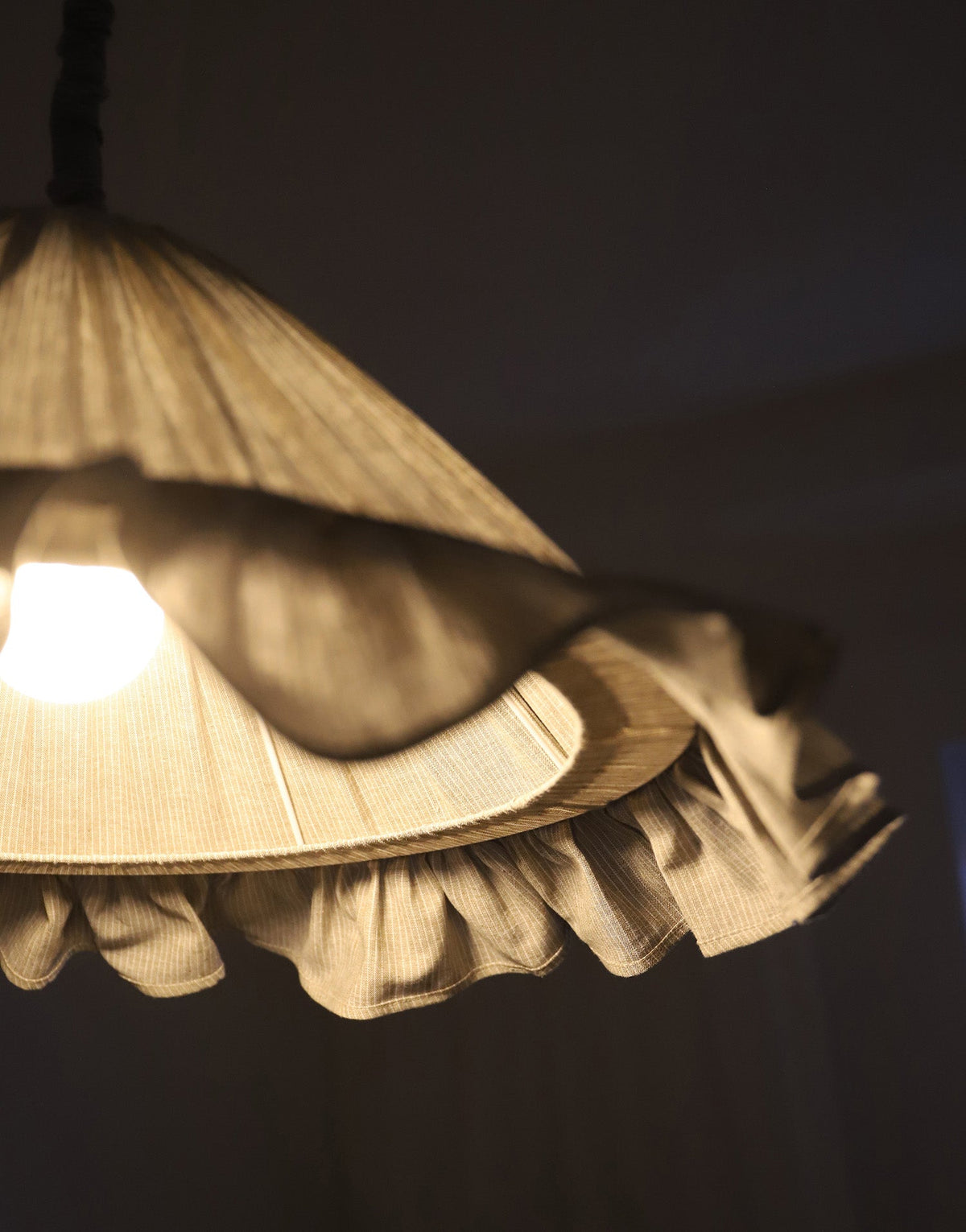Emilia Pendant Light - Fine Olive Stripes