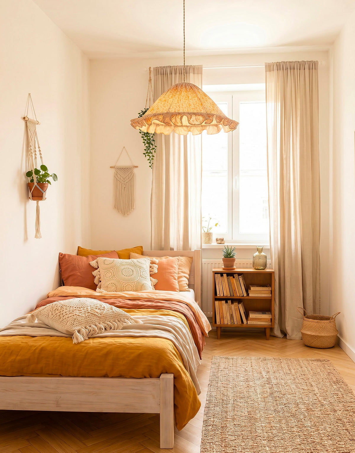 Conical Pendant Light With Ruffle Emilia “Fleurettes”