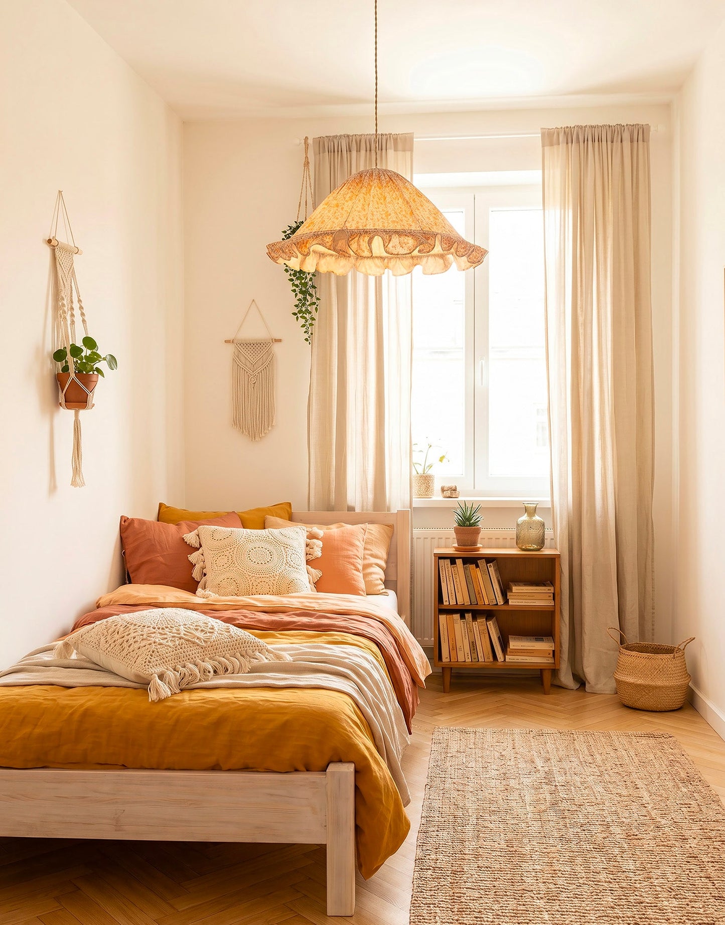 Conical Pendant Light With Ruffle Emilia “Fleurettes”