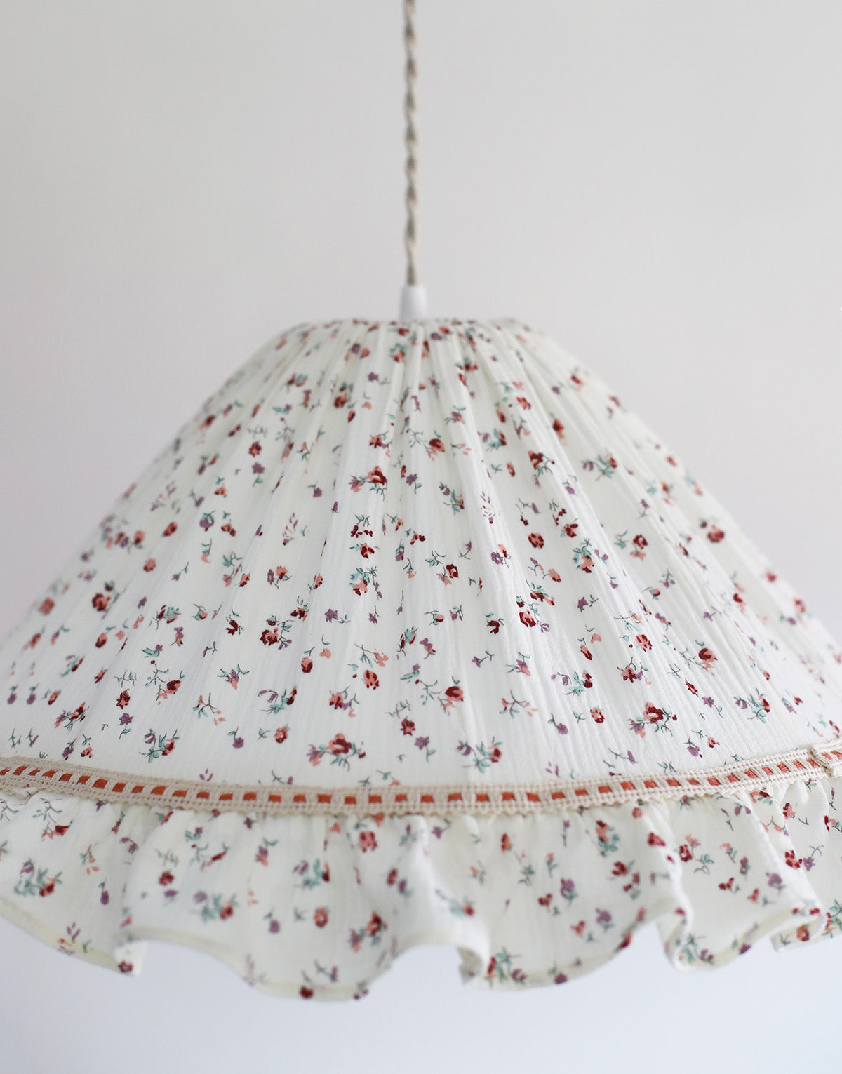 Emilia Conical Pendant Light with Ruffle in ‘Tiny Flowers’ Print