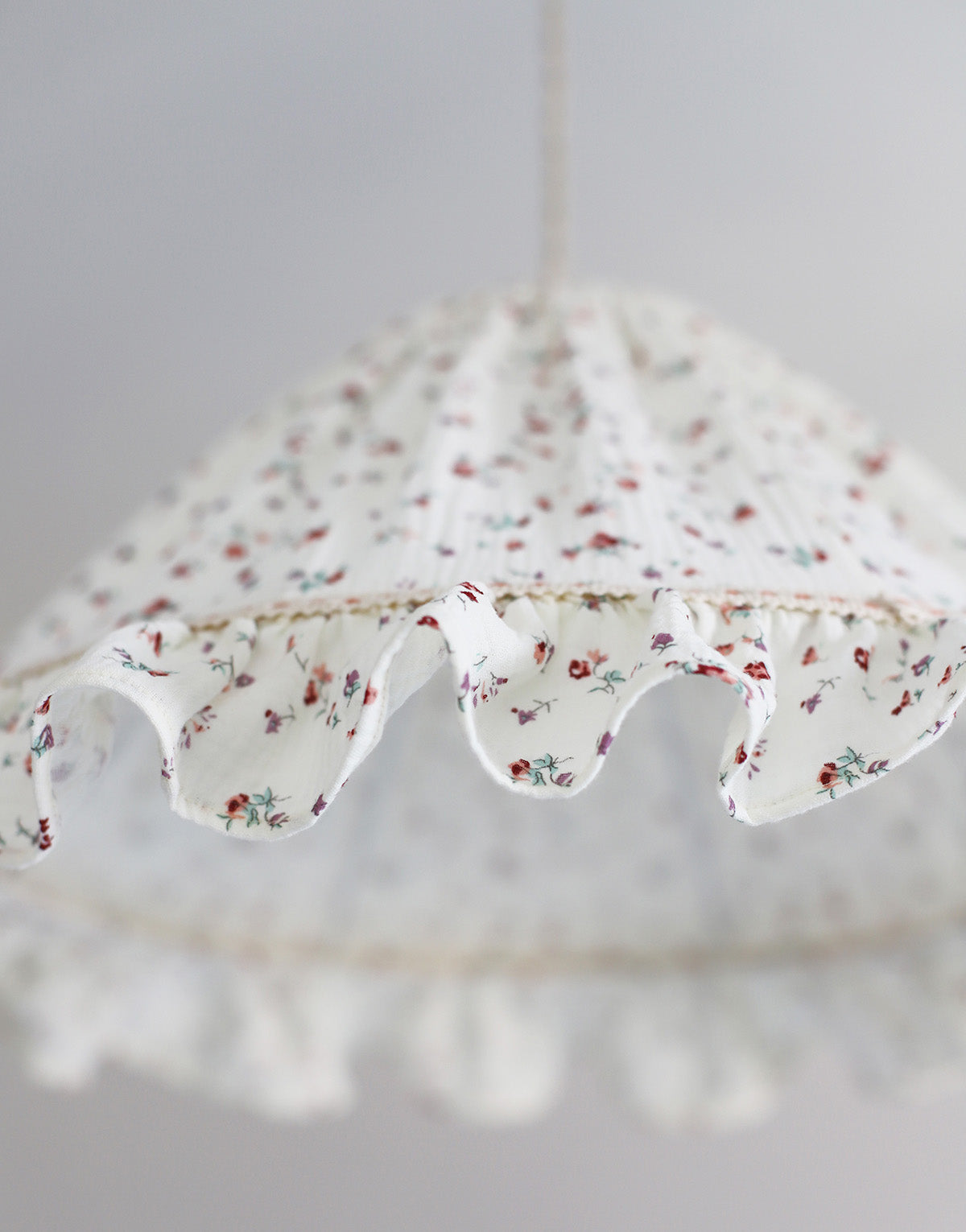 Emilia Conical Pendant Light with Ruffle in ‘Tiny Flowers’ Print